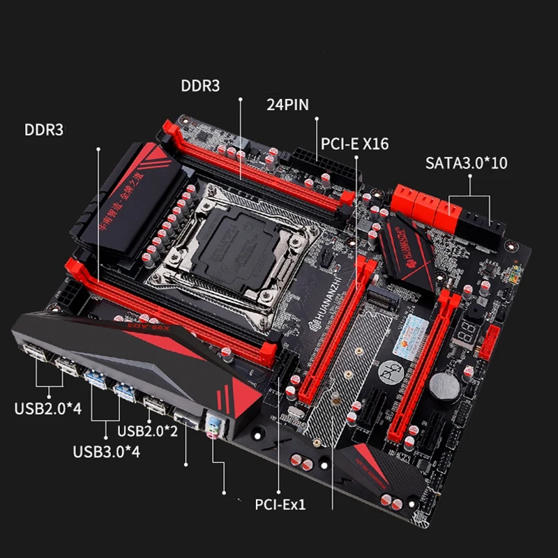 HUANANZHI X99 LGA2011-3 материнская плата с M.2 NVMe слот скидка материнская плата с ЦПУ Xeon E5 2678 V3 ram 64G(4x16G) 1866 регистровая и ecc-память