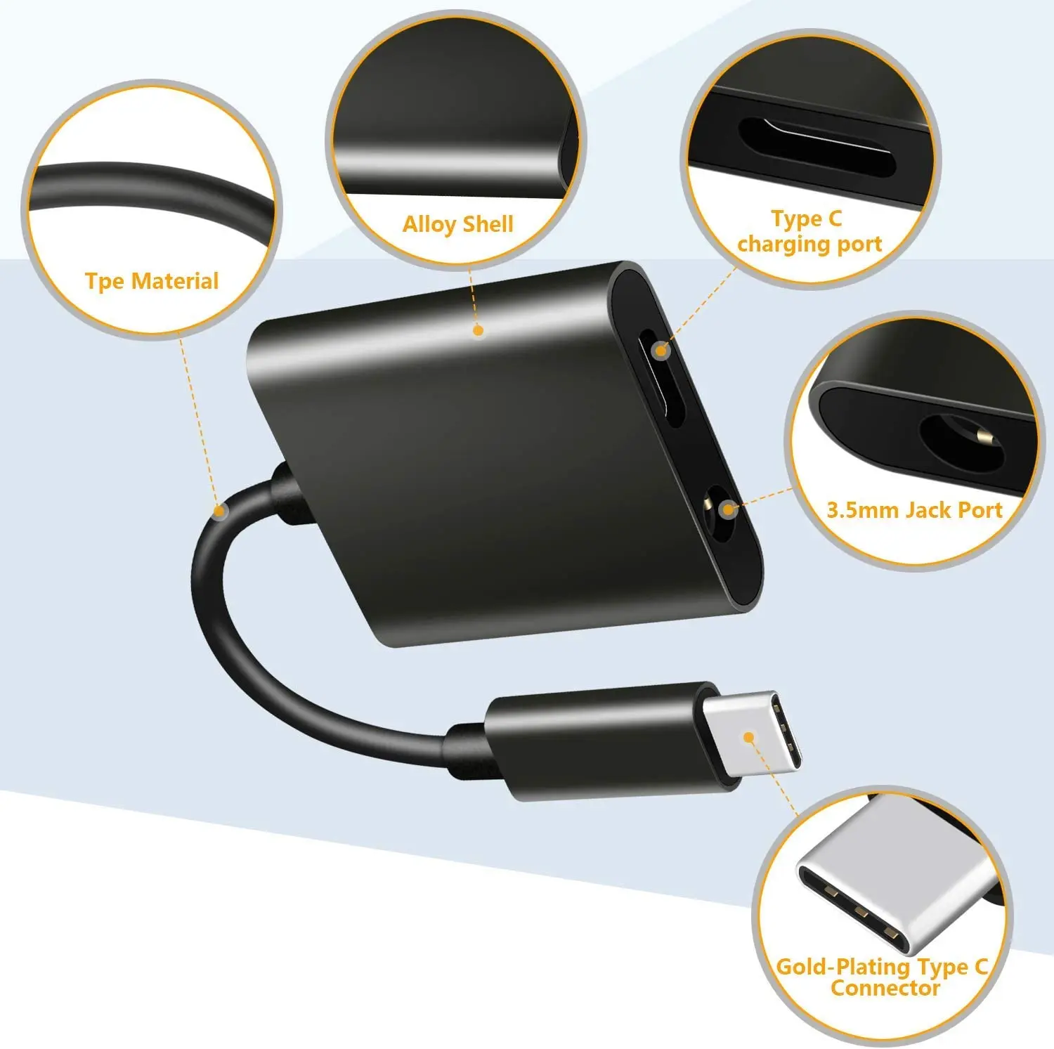 2 in 1 USB Type C to 3 5mm audio headphone charger and music jack adapter for Google Pixel 2 2XL 3 3 XL iPad Pro HTC Huawei P30