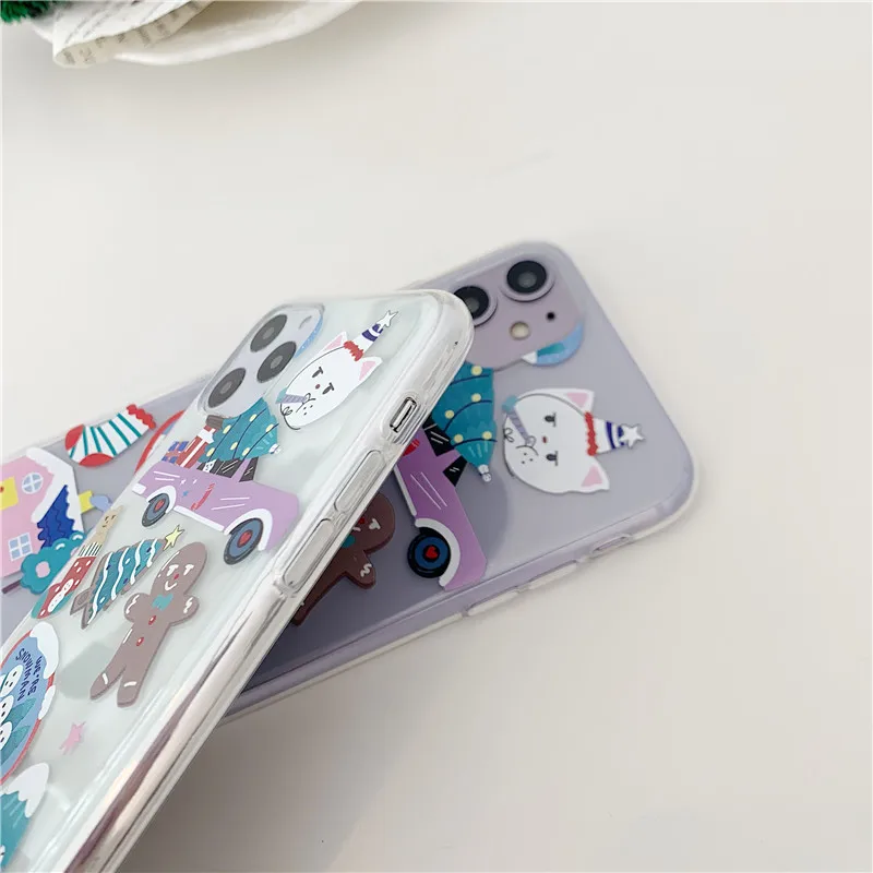Прозрачный чехол для телефона с рождественским снеговиком для iPhone 7, 8 Plus, 11 Pro, XR, XS, Max, X, прозрачный мягкий силиконовый чехол из ТПУ