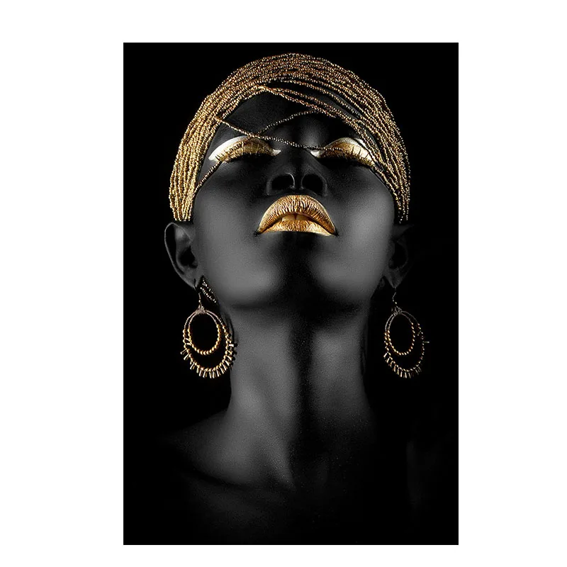 Черно-Золотая Женская картина маслом современная девушка портрет, холст, живопись, напечатанные картины украшение дома для Плакаты для спальни - Color: MP-011B
