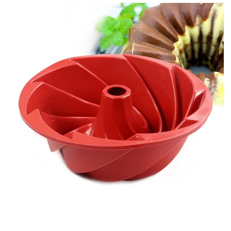Large Spiral shape silicone Bundt Cake Pan 10- inch Bundt Cake Mold Pan 3d Fluted Cake Mould Form Bread Bakery Baking Tools