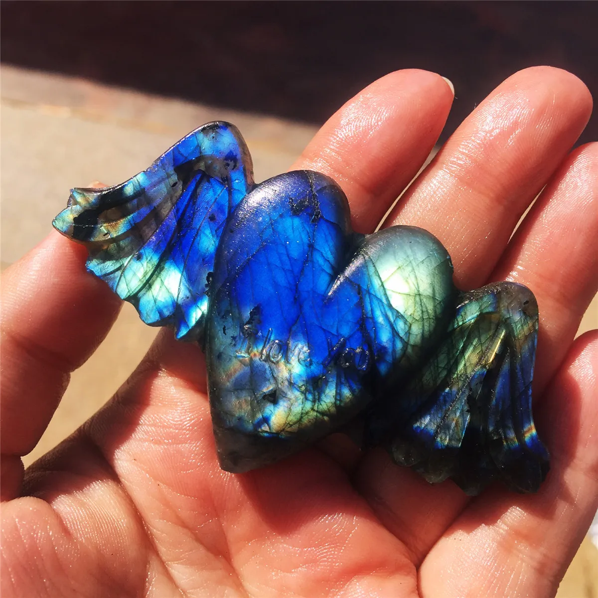 1pcs AAAA Beautiful crystal carving natural quartz hand-carved labrador stone angel heart.Moonstone Christmas fashion jewelry