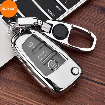 

SL Car Keychain Remote Car Key Case Cover Holder Chain Fob Suitable for Audi A3 8V A6 C6 Q3 8U Q7 4L A1 8X R8 420 Key Case Cover