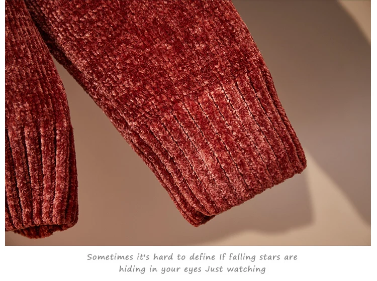 Однотонные Стильные теплые свитера из шенили весна осень зима трикотажные пуловеры с v-образным вырезом однотонные свитера для женщин