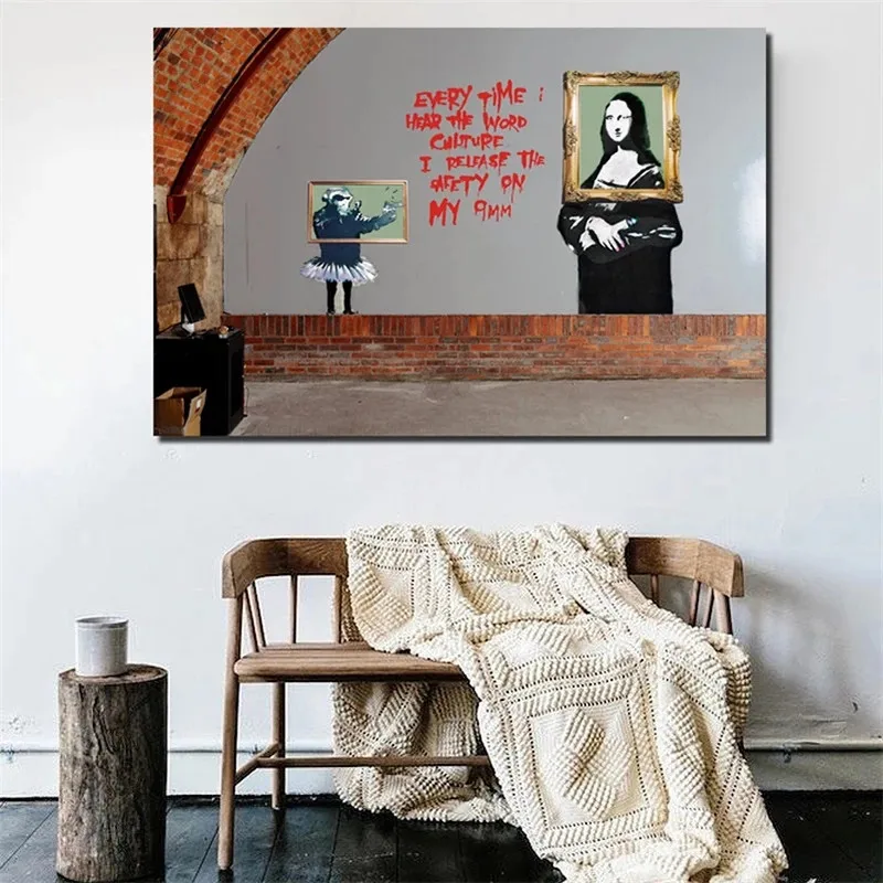 

Banksy Canvas Painting Posters And Prints Quadros Graffiti Pop Wall Art Picture Abstract For Living Room Home Decor Cuadros