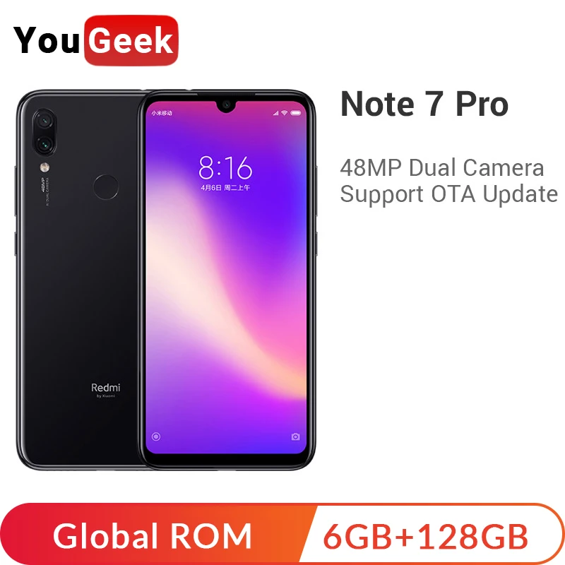 

Global ROM Xiaomi Redmi Note 7 Pro 6GB 128GB Note7 Pro Smartphone Snapdragon 675 4000mAh 48MP Dual Cameras 6.3" 18W Fast Charger