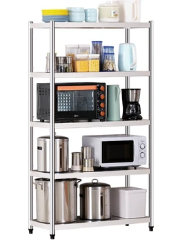 

Stainless steel kitchen shelf five-layer landing multi-layer rack microwave oven shelf sundries storage shelf