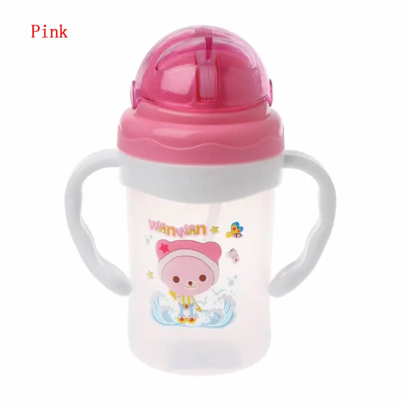 Pink 280 мл Детская кружка для кормления дети учатся для кормления питья бутылка с ручкой, детский учебный Поильник DXAD - Цвет: Pink