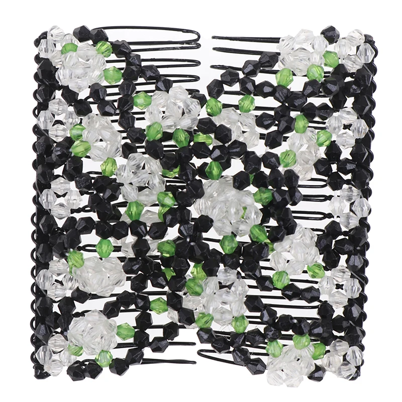 Винтажные эластичные расчески для волос с цветком и бусинами, двойная металлическая расческа, заколки для волос для женщин, женские аксессуары для волос - Цвет: 1PCS