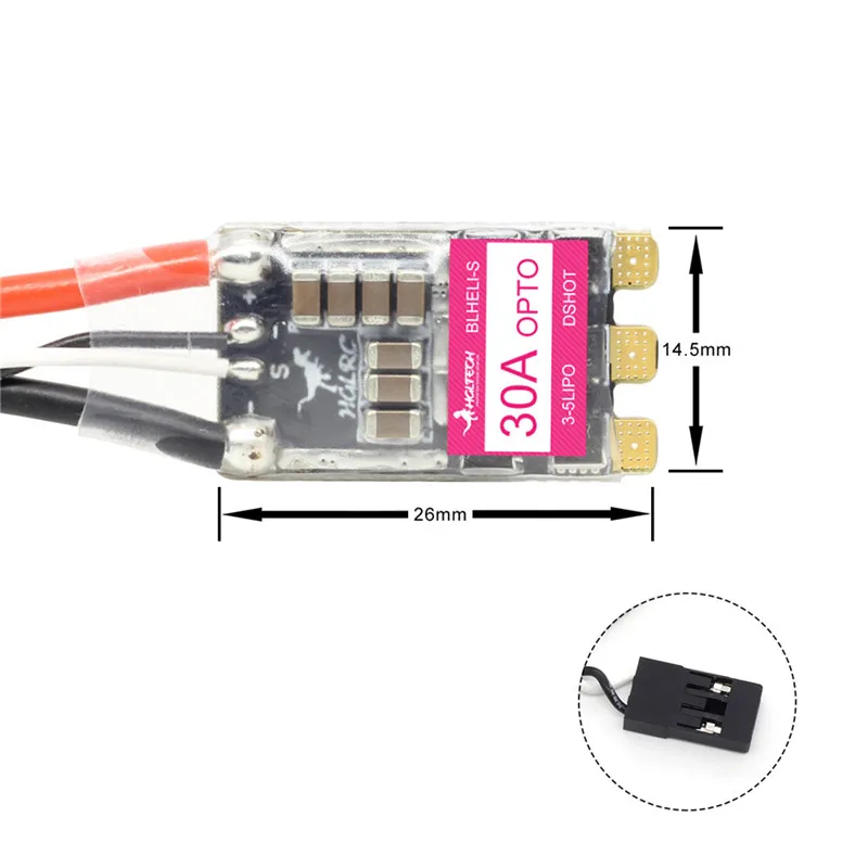 4 Pezzi ESC Brushless HGLRC BS30 30A 2-5S BLHeli DSHOT600 - Mini 26x14.5mm 2.2g