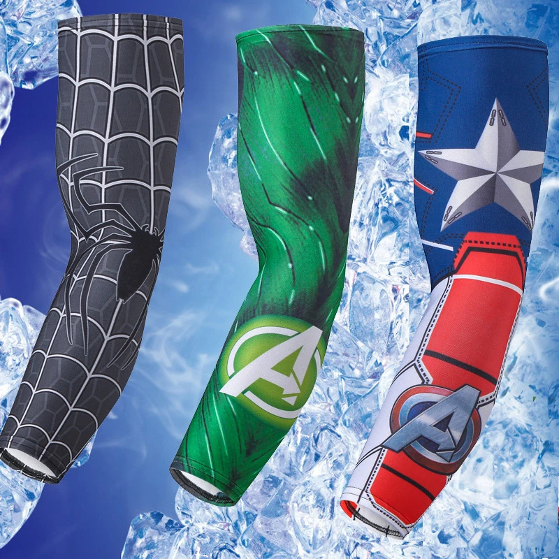 

Outdoors Cycling Arm Warmer Spiderman Batman Arm Cuffs Running Arm Sleeves Basketball Elbow Pad Sports Arm Warmers Men One Pair