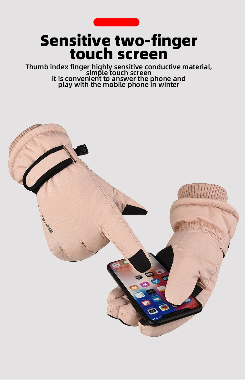 Winter Ski Gloves Snowboard Snowmobile Motorcycle Riding Gloves Windproof  Touch Screen Snow Gloves For Unisex