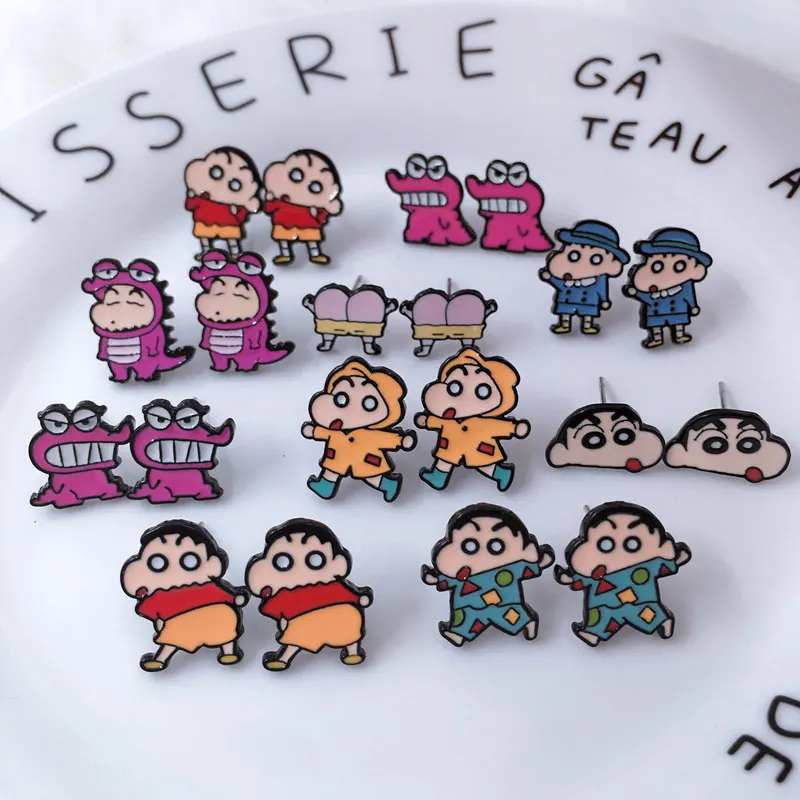 EUPNHY оптовая продажа 20 пар Crayon Shin-chan мультфильм серьги-гвоздики гипоаллергенные
