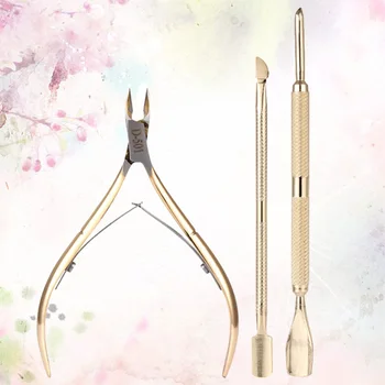 

3pcs Cuticle Nipper Set Stainless Steel Practical Cuticle Pusher Nail Art Tools Nail Remover Nail Cutter for Home