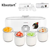 Electric Yogurt Maker With 4 Glass Cups Automatic Leben Yoghurt Rice Wine Machine Buttermilk Sour Cream Natto Fermenter 220V 1