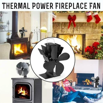 

1100RPM Silent 4 Blade Stove Fan Fireplace Fire Heat Powered Saving Eco Fa