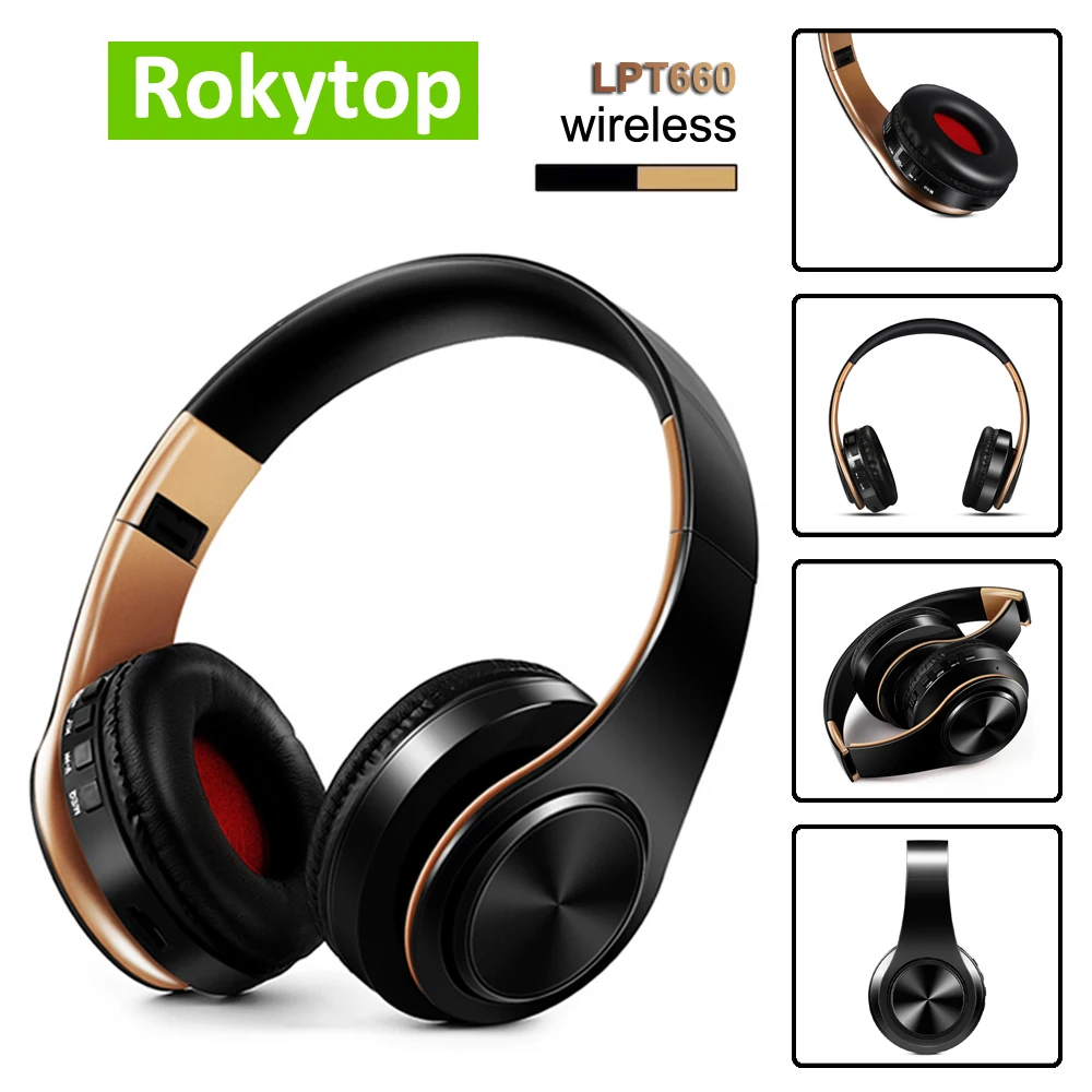 

Bluetooth Headphones Over-Ear Wireless Headphones Foldable stereo Earphone Headset with Mic support TF card FM for PC Music MP3