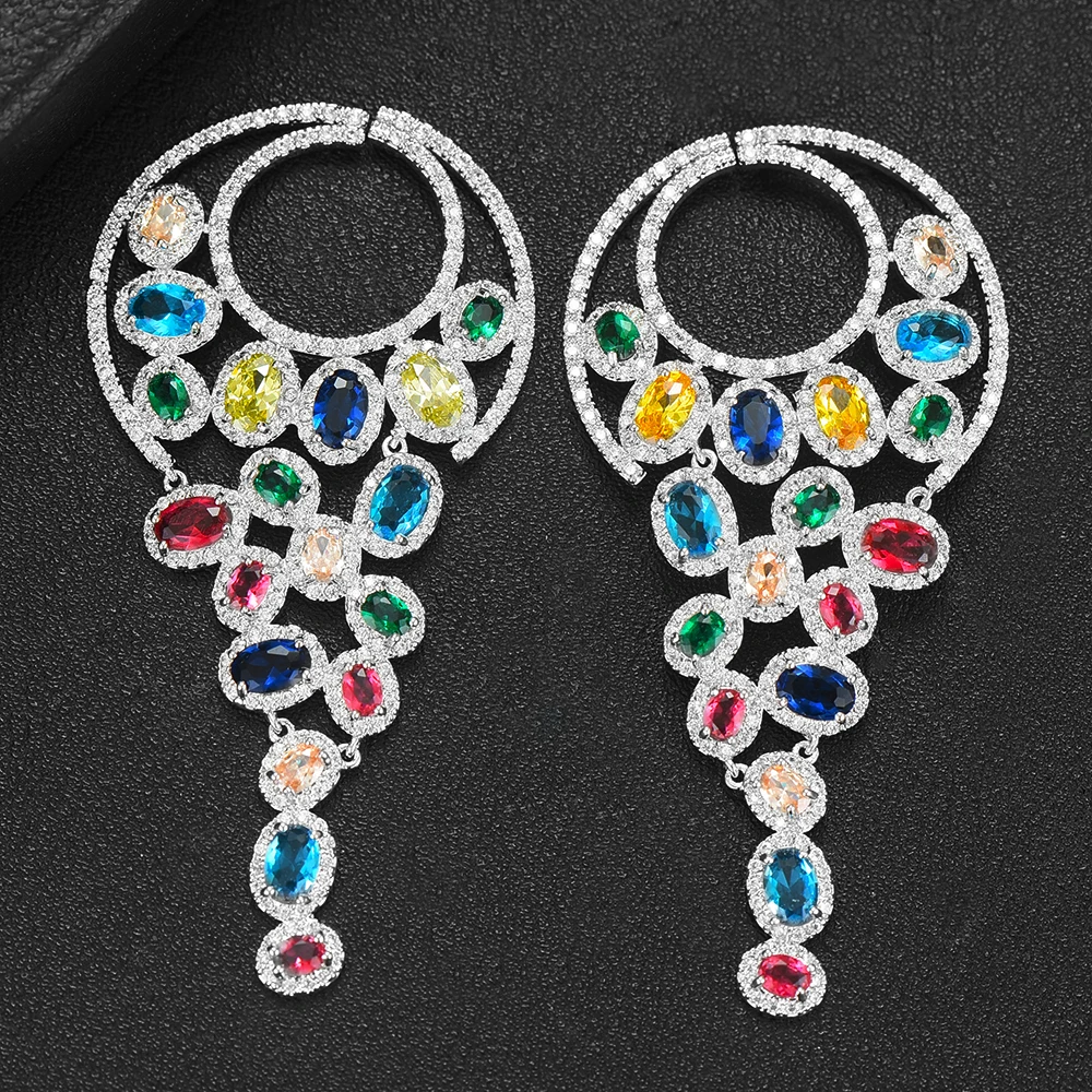 

GODKI Jimbora Luxury Shiny Drops Dangle Earrings Trendy Cubic Zircon Wedding Engagement Party Romantic Big earrings for women