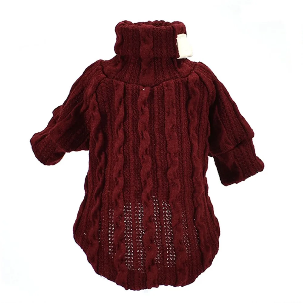 RED WINE Pet Dog Sweater Cat Turtleneck Sweater Winter Warm Knitted Dog Clothes Small Dogs Clothing Puppy Coat Pet Wearing Products - Цвет: RED WINE