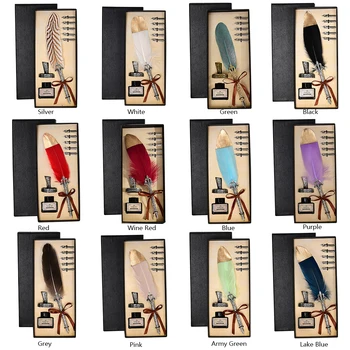 

1 Set Vintage Calligraphy Feather Dip Pen Writing Ink Quill Fountain Pen