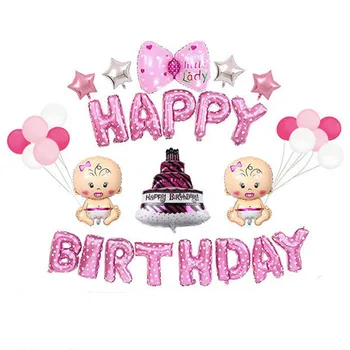 

Baby Birthday Party Decoration with big cake Home Baby Shower Boy Girl One year old first birthday Kids Foil Ballon Alphabet