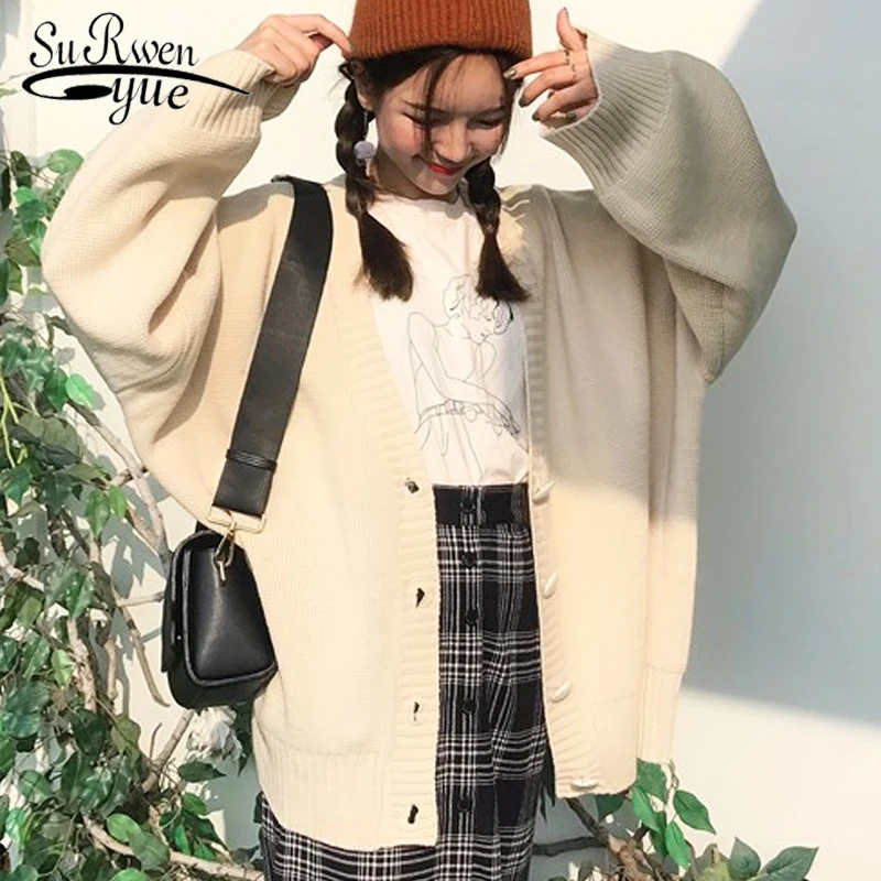 

2019 New Fashion Spring and Autumn Knitted Loose Women Sweater Solid Casual Soft Cardigan Button Long Sleeve Women Tops 5297 50