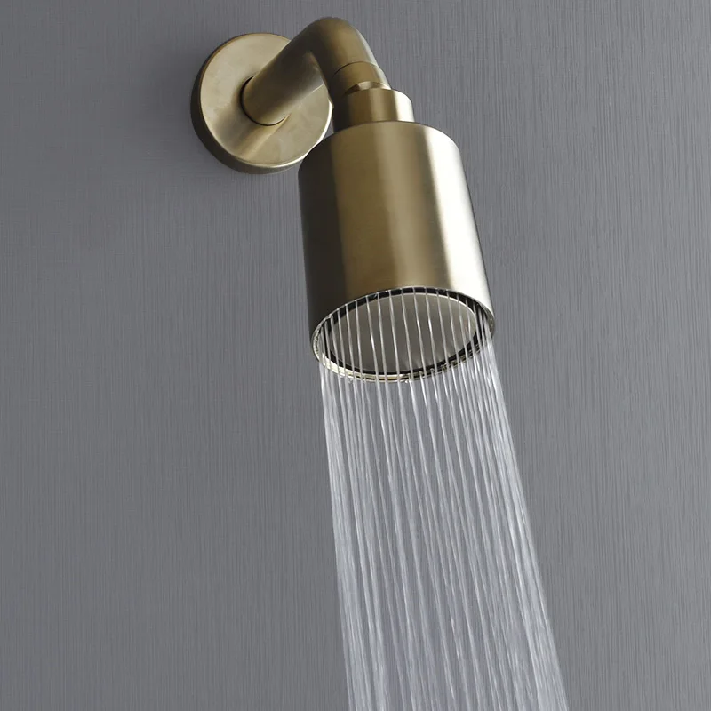 Shower Head Shower Set High Pressure Brush Gold Brass Shower Head Single Funtion Rainfall Bathroom Shower Head Top Water Saving Spray Bath Wall Mounted