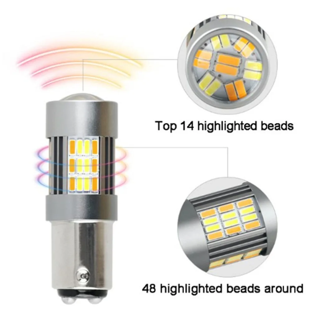 Светодиодная двухцветная указатель поворота T20 7443 4014 62SMD головной свет лампы
