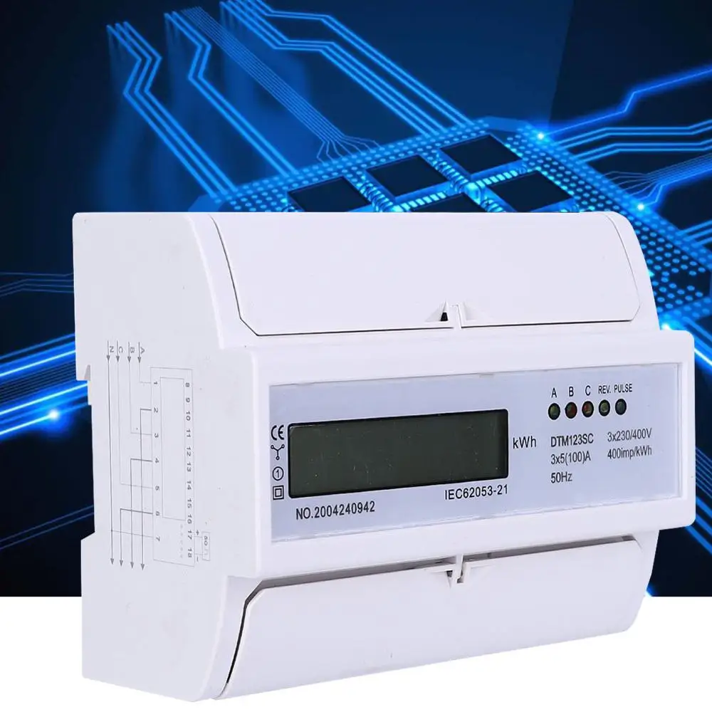 230/400V 5-100A Energy Consumption Digital Electric Power Meter 3 Phase KWh With LCD Wattmeter | Инструменты