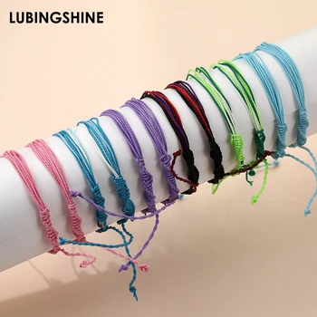 

12pcs/set Popular Wax wire Woven Bracelets Summer Colorful Hand made Friendship Lucky Hand Rope Bracelet For Women Jewelry Gift