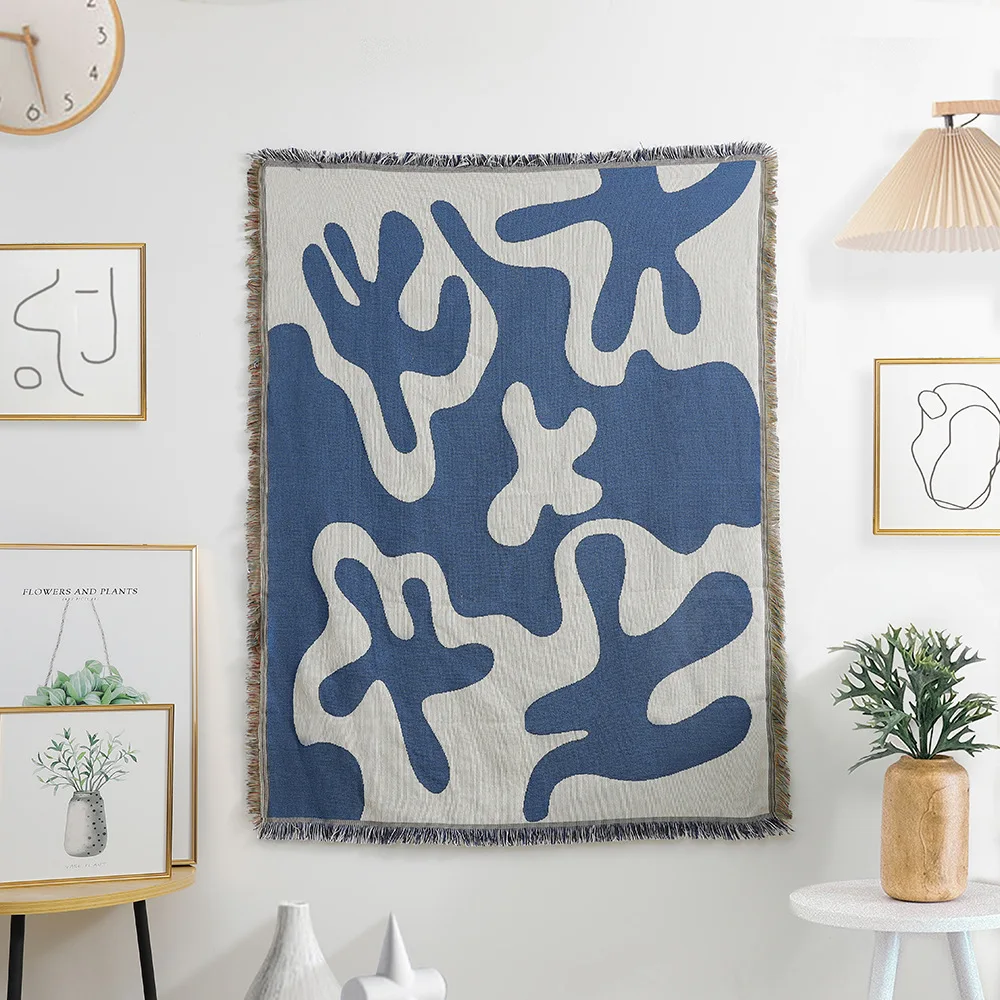 Casual Abstract Blankets Decoration Blue Blanket Carpet Sofa Leisure Single Tapestry Throw |