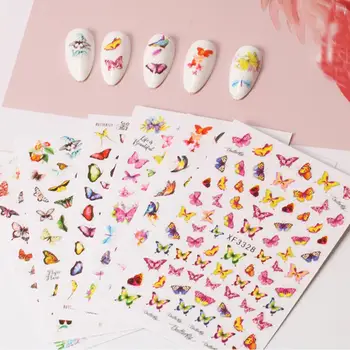 

1Set Summer Colorful Flower Butterfly Designs Nail Tips Manicure Water Art Transfer Tool Decals Nail Stickers Watermark DIY O5G8