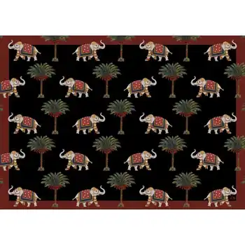 

American Placemat Black All over Elephants and Palms - Set of 4
