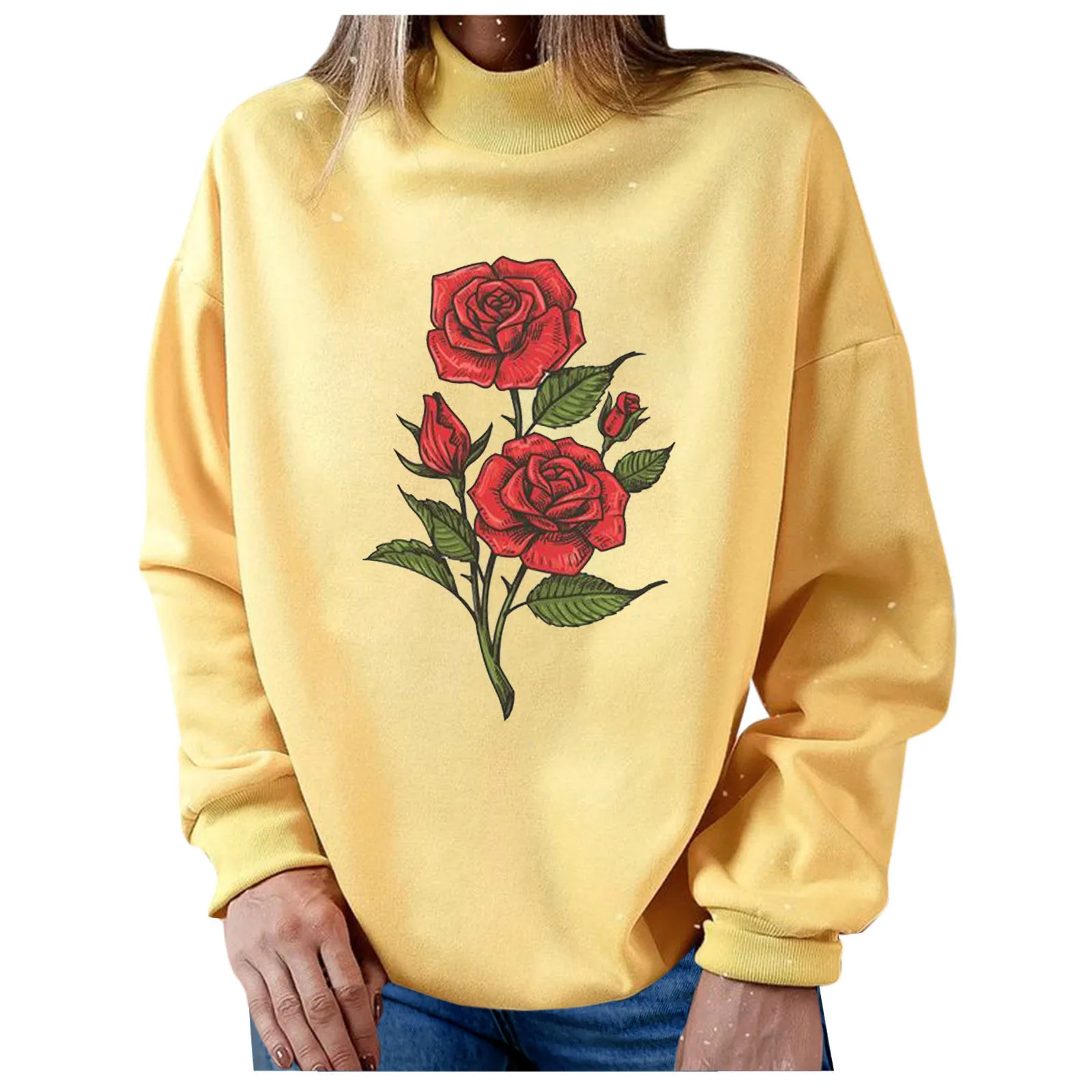 Women Hoodie Yellow Butterfly Printed Harajuku Turtleneck Casual Athletic Sweatshirts Autumn Plus Size Pullover Tops толстовка 2