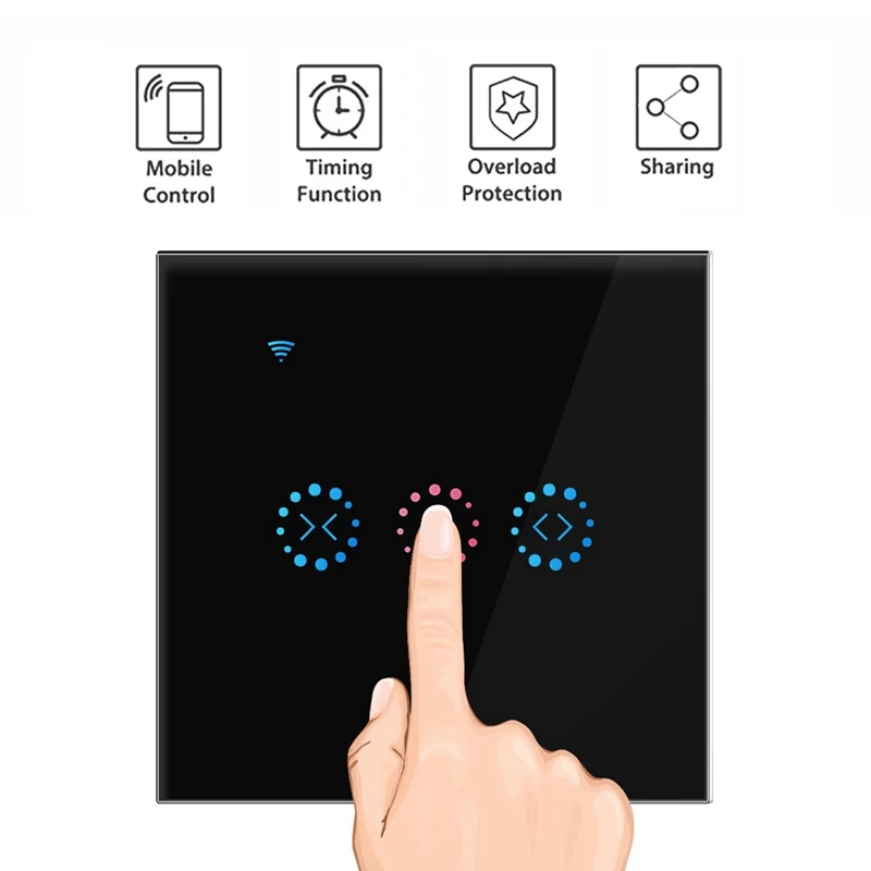 Smart Wifi Press Curtain Switch Mobile App Control Support Alexa Google Home For Electric Motorized Curtain Blind Roller Shutter