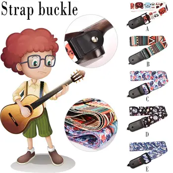 

Guitar Ukulele Strap National Style Colorful Adjustable Guitarra Straps Belt With PU Leather Ends Guitar Instrument Accessories