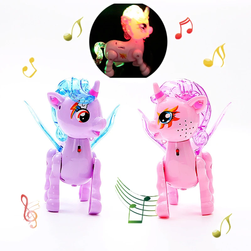 Electric Walking Unicorns Animal Toy  Led Light Electronic Singing Music For Kids Chirdren Toys Birthday Gifts