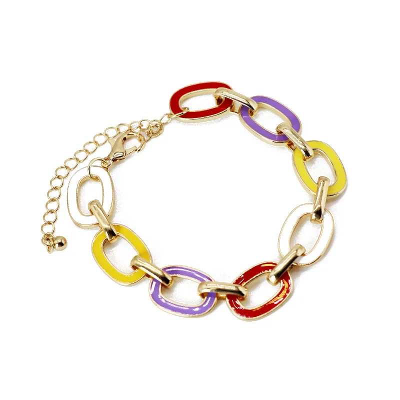 Осенне-зимняя разноцветная цепочка с эмалевой подвеской, браслеты ручной работы, эмалированные Овальные Полые Металлические браслеты для женщин, очаровательные рождественские подарки