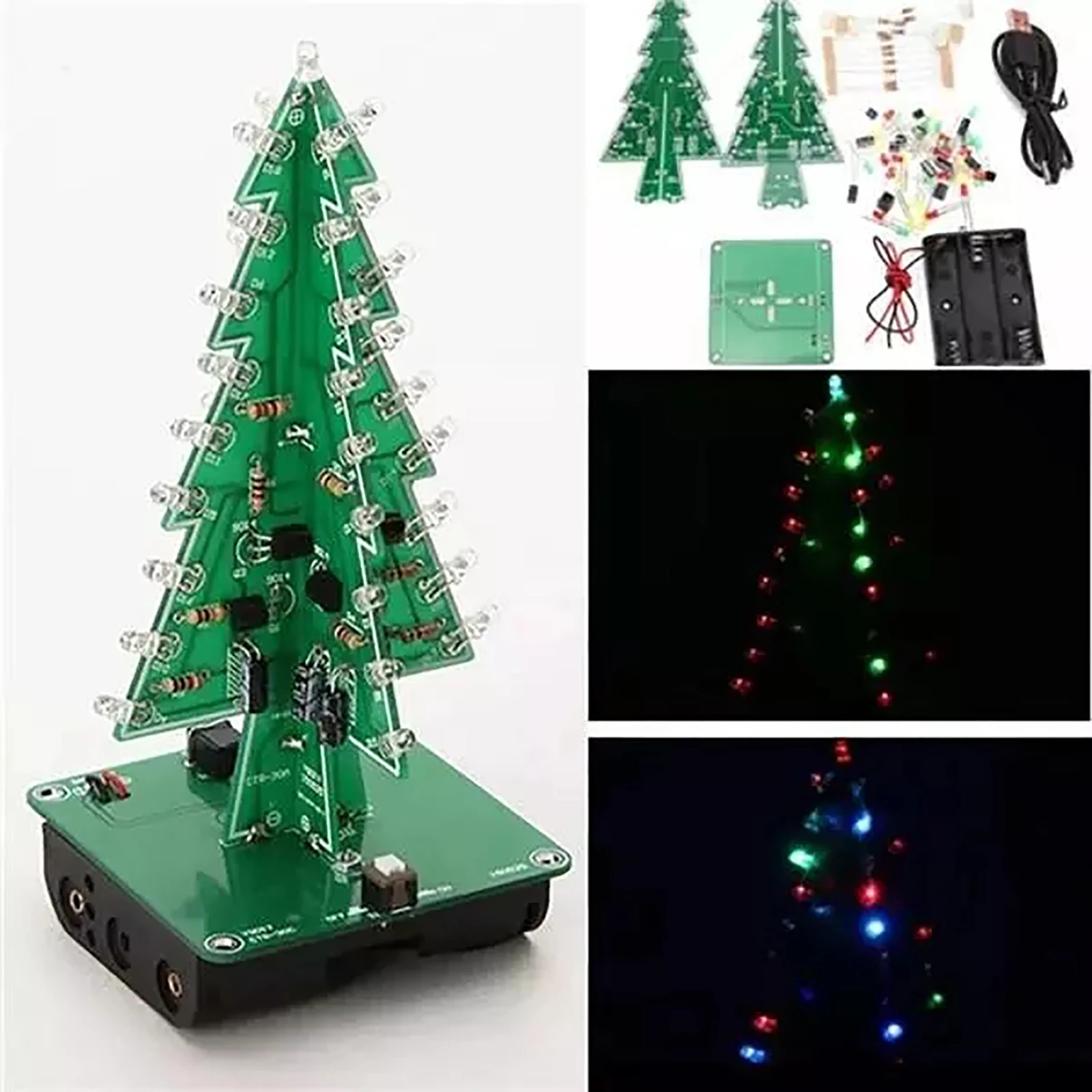 Circuit Christmas 2022 2022 Three Dimensional 3D Christmas Tree Led Diy Kit Red/Green/Yellow Rgb  Led Flash Circuit Kit Electronic Fun Suite|Trees| - Aliexpress