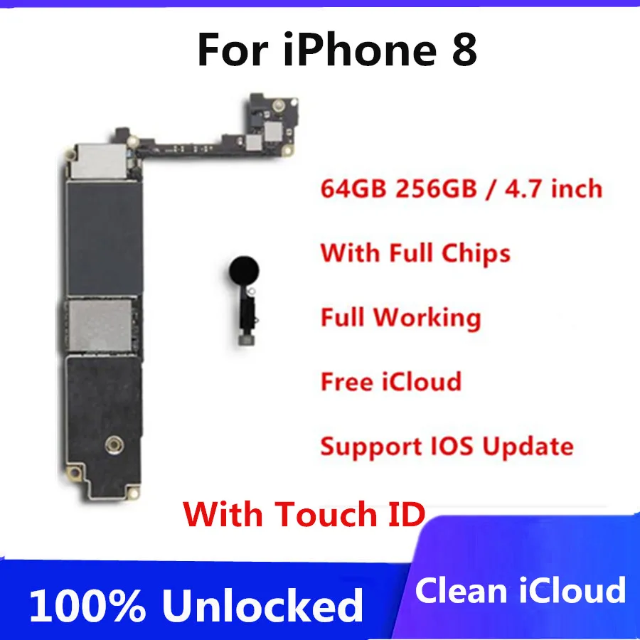 100% разблокированная материнская плата для iPhone 8 с/без Touch ID iphone Бесплатный iCloud с