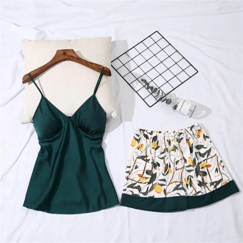 PROD 1005001940497846 Sanderala Sexy Women Pajamas Set Cute Sleepwear
Plus Size High Quality Lingerie Print Nightgown Sleeveless Pajama Pants
