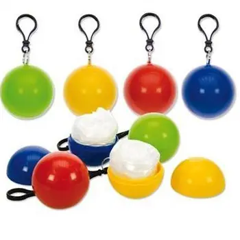 

1 PC Portable Disposable Raincoat Ball Plastic Rainwear Travel Emergency Rain Poncho Disposable Keyring Ball