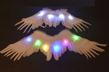 

White Feather Angel Wing Glow Light Up LED Wings Props Wedding Rave Party Birthday Home Decor