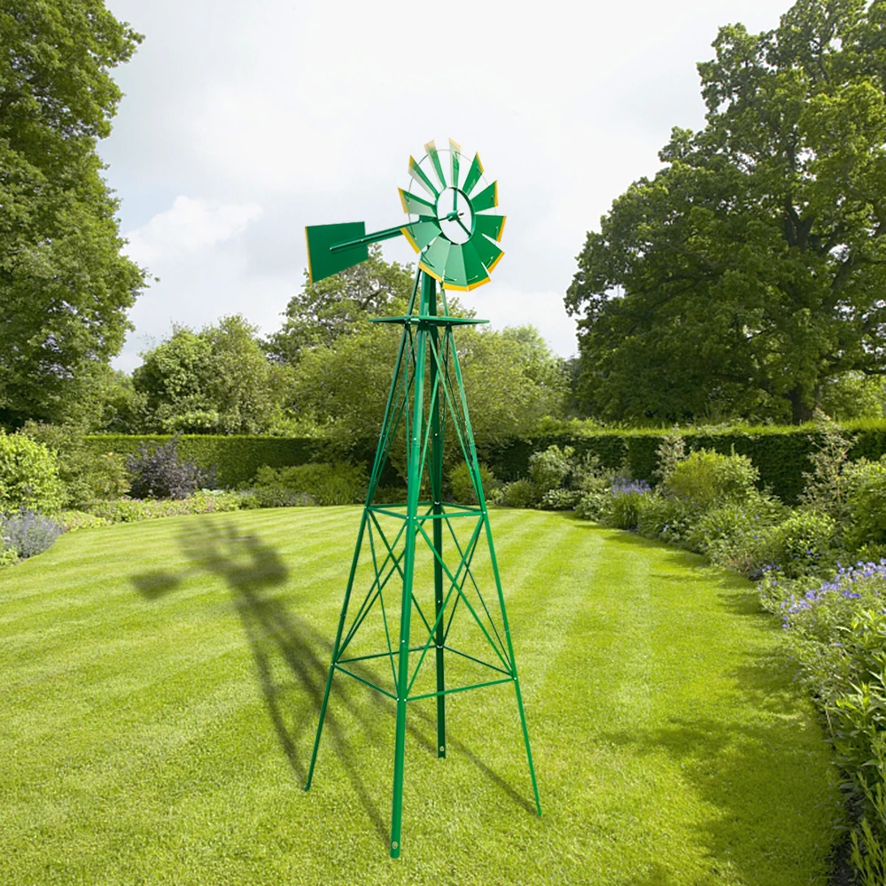 8ft Weather Resistant Yard Garden Windmill Green Decoration Home Yard Garden Decor Tool Decorative Stakes Wind Spinners Aliexpress