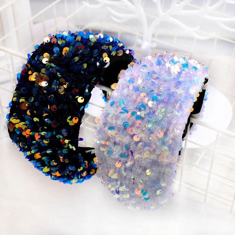 Vintage Fish scale Bright Sequins Hair Bands For Women Headband Hoop For Hair Accessories Girls bandeau cheveux haarband