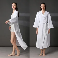 Белый халат Для Мужчин's Для женщин натуральный хлопок ночная рубашка хорошо впитывают воду пары халат отель Красота салон горячих источников свободные и Plu