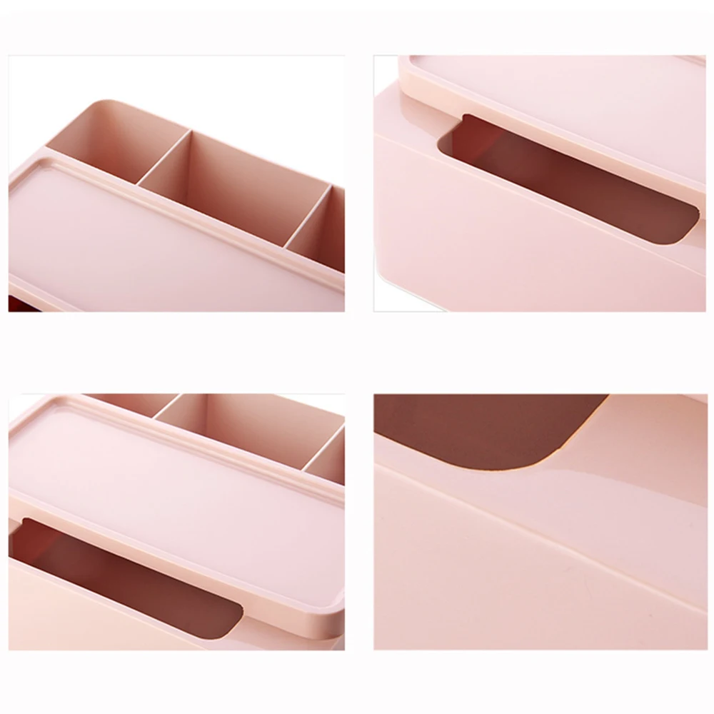 Multifunctional Plastic Sundries Storage Tissue Box Makeup Storage Box Offices Desktop Paper Rack Home Organizer Decoration