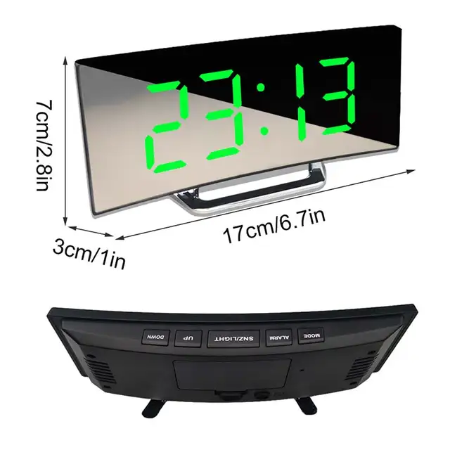 Digital Alarm Clock 7 Inch Curved Dimmable LED Sn Electronic Digital desktop Clock for Kids Bedroom Large Number Table Clock 4