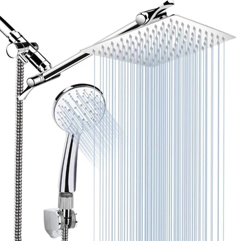 

Shower Head High Pressure Rainfall Shower Head/Handheld Combo Luxury Modern Chrome Plated with 60 Inch Hose and Holder