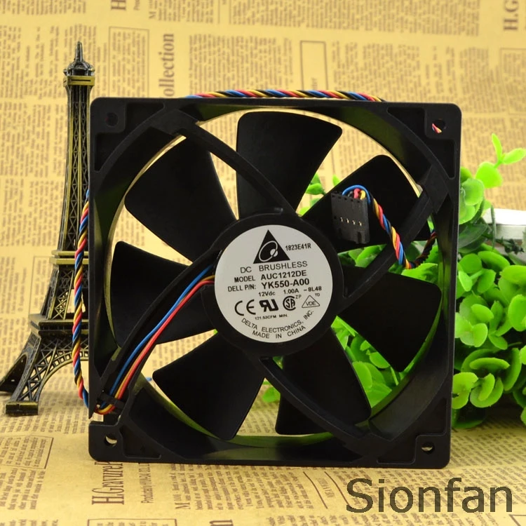 Для Delta 12 см 12038 12V 1A AUC1212DE 4-провод PWM тихий большой воздушный объемное шасси